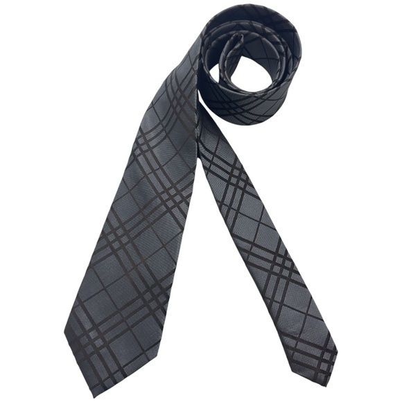 ROMEO GIGLI Gray Tartan Silk LUXURY Slim Tie HANDMADE ITALY - Picture 1 of 5